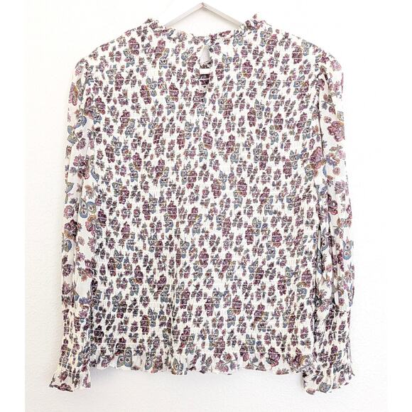 EUC Veronica Beard Kali Floral Multi Color Smocked Blouse Floral Size 8 Medium - Picture 5 of 9
